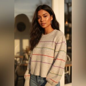 Anthropologie Charli Angie Alpaca Wool Blend Striped Sweater Casual Size Medium